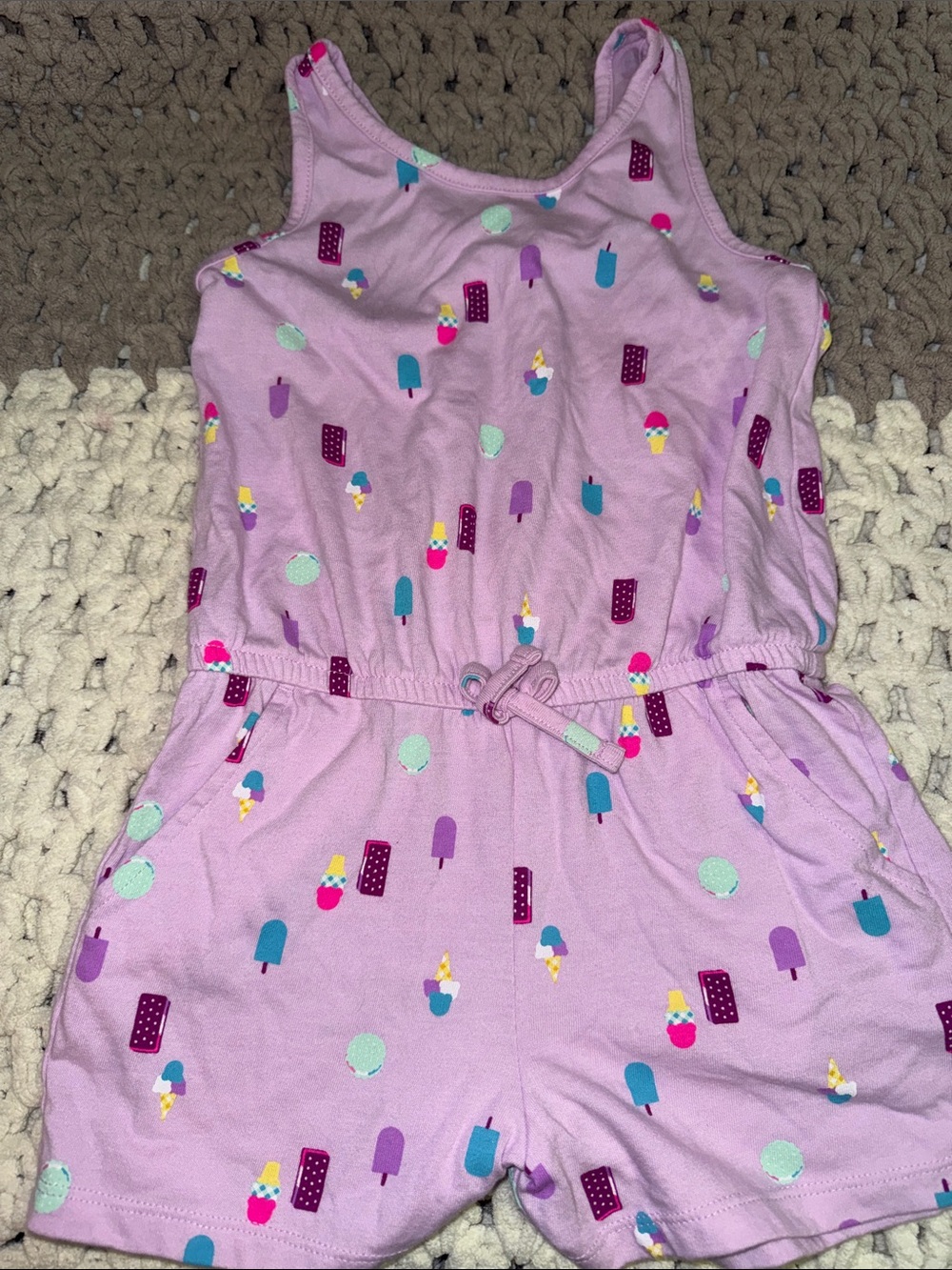 Cat & Jack Lilac Ice Cream Print Romper